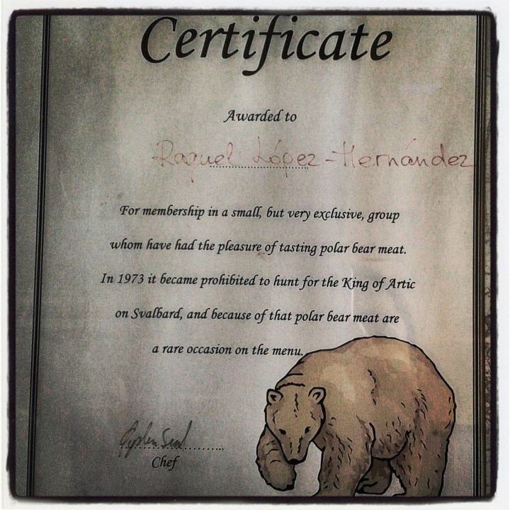 certificado de comer oso polar